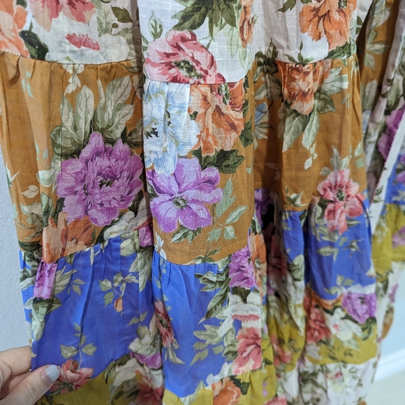 Zimmermann Pattie Patchwork Floral Cotton Wrap Midi-Dress - Picture 6 of 15